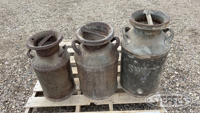 (3) Antique metal milk cans